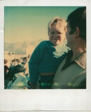 Old Vintage Photo COLOR POLAROID MAN BOY DUO FATHER SON DAD INSTANT PHOTOGRAPH