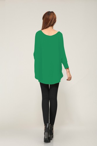 Stylish Womens Batwing Loose Crew Neck Quality Knitted Asymmetric Top / Jumper - Picture 8 of 29
