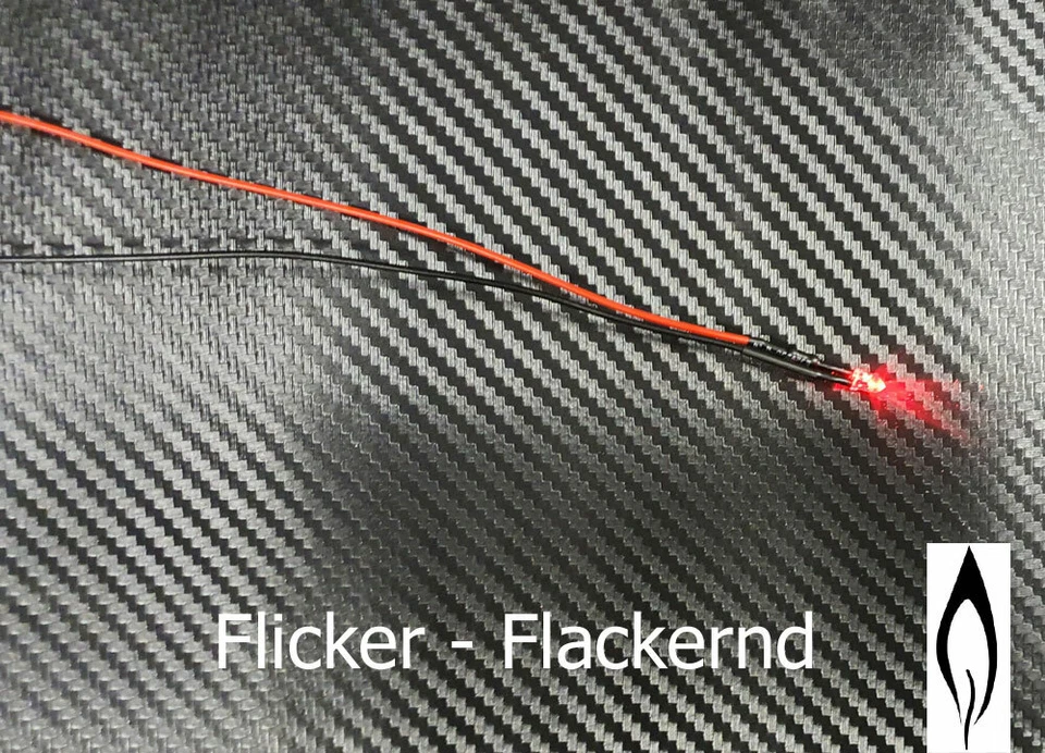 MARKENLOS LED 5 mm ROT FLICKER 6 - 12 Volt fertig verlötet Modell-Beleuchtung Krippe Feuer