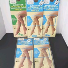 Vintage Pantyhose Knee Highs Queen Size Sheer Lot Of 5 Suntone Mist Tone Fashion