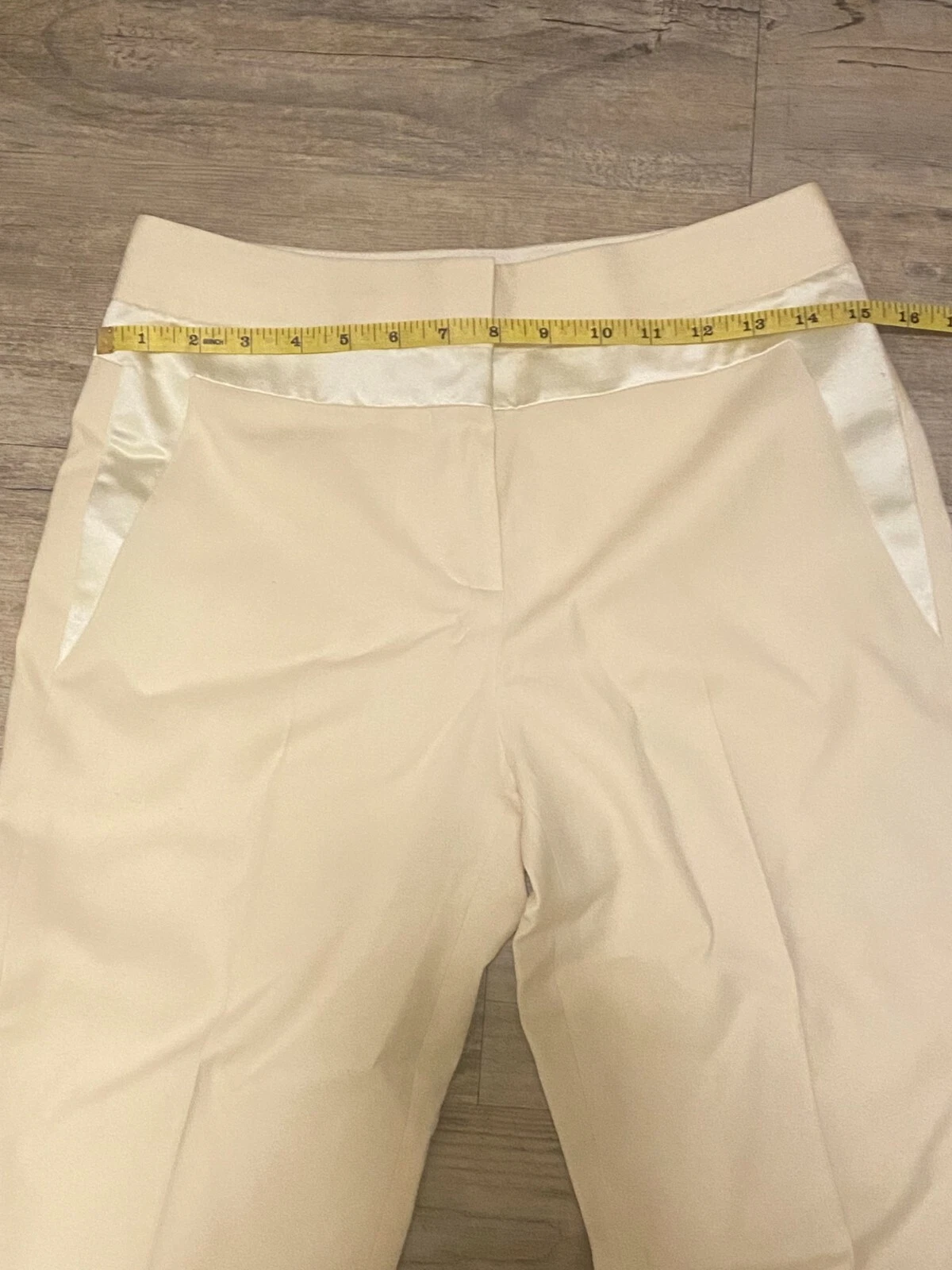 ALEXANDER WANG Cream White Wool Woven Silky Paneling Tapered Mid Rise Pant 2 26