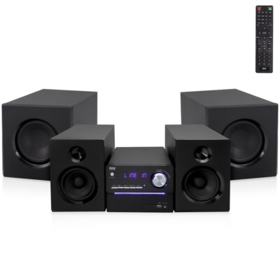 Pyle 3-Pcs Wireless BT Streaming Stereo System - Suitable for MP3  USB, FM Radio