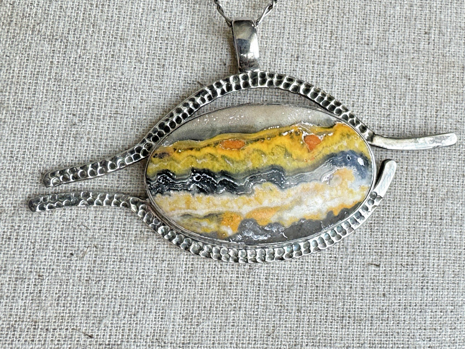 Bumblebee Jasper 925 Silver Statement Pendant Nec… - image 13