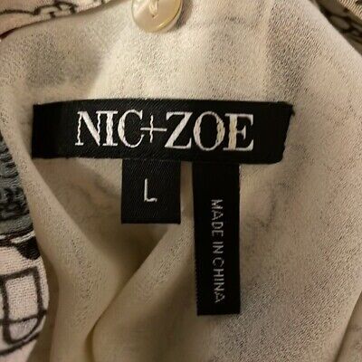Nic+Zoe Women's Sleeveless Telegram Print Top Size L