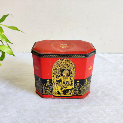 1950s Vintage Mythologisch Gott Grafiken Mudis Krone Tee Werbe Dose Box T357