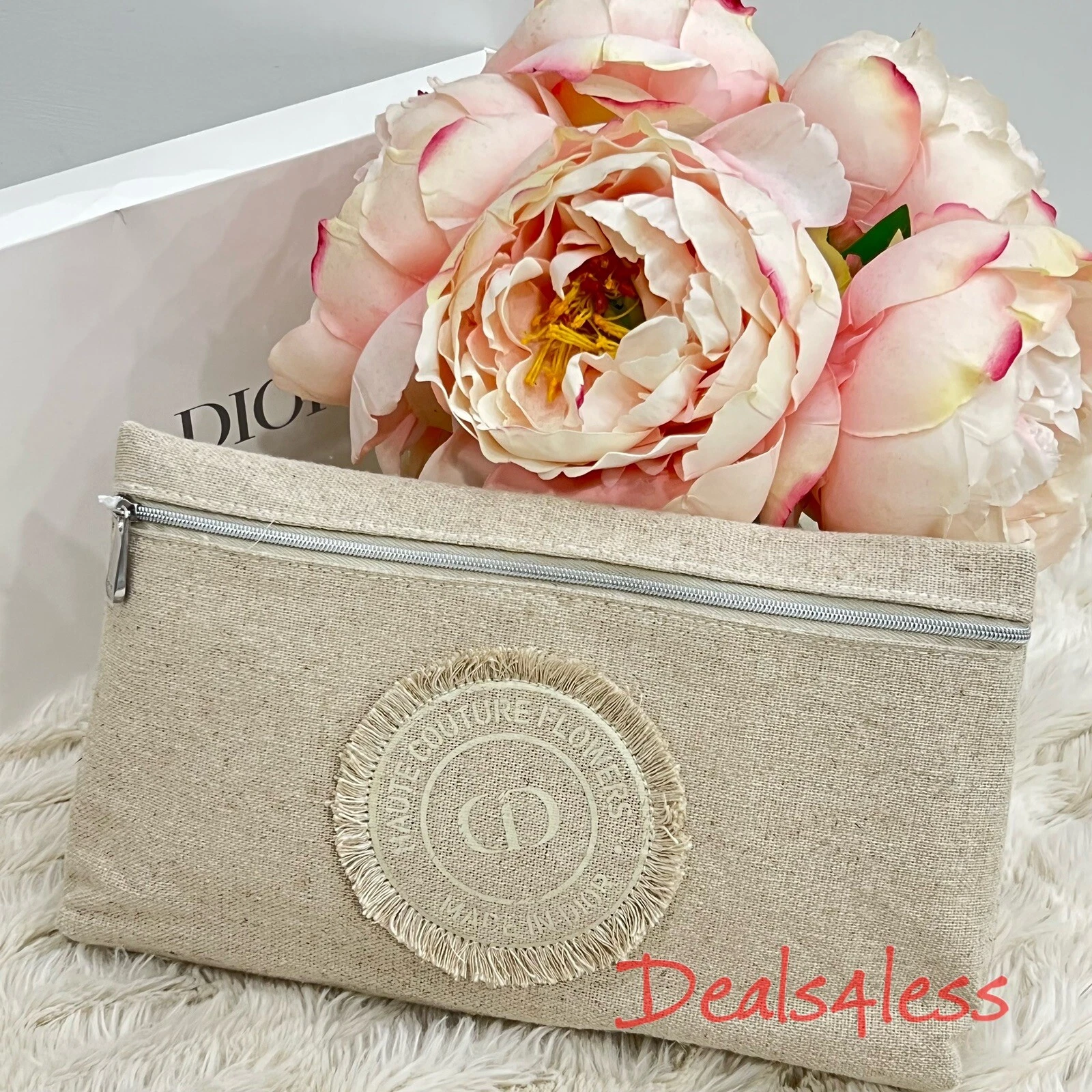 Dior Haute Couture Fleurs toile Lin Sac Cosmétique Étui Voyage Embrayage