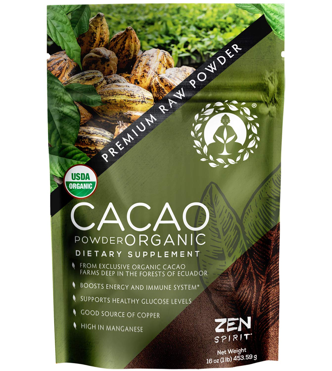 Cacao Powder Organic - 1 Pound - Unsweetened Premium Grade