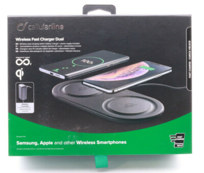 Cellularline Wireless Fast Charger Dual kabellos Induktion Ladestation QI 537