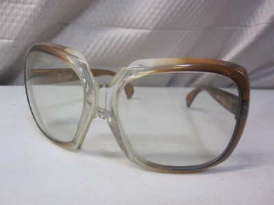 Vintage Renauld France Translucent Brown Clear Glass Womens Eyeglasses Frames