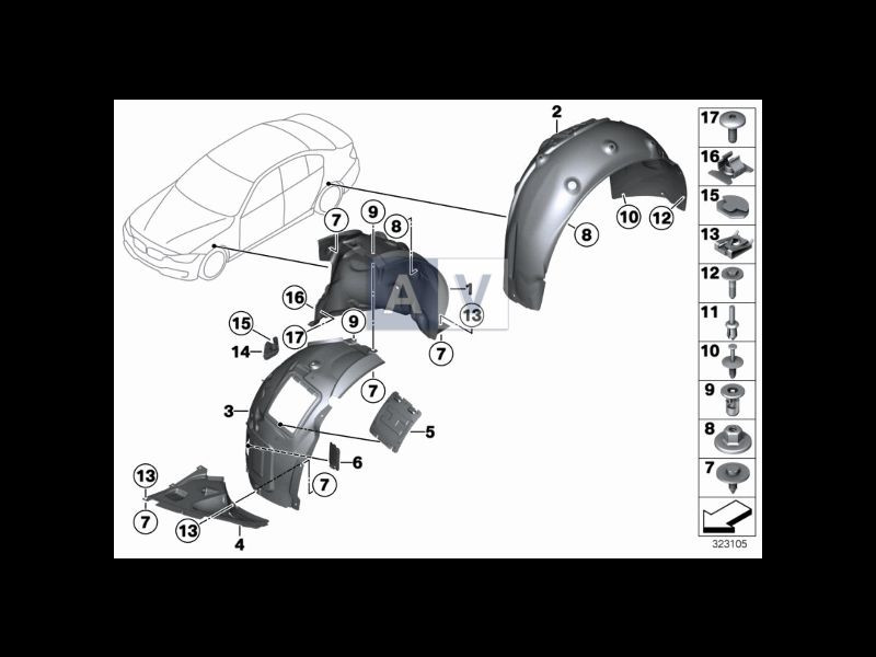 BMW NEW GENUINE F20 F21 F30 F31 FRONT WHEEL ARCH FENDER COVER LEFT