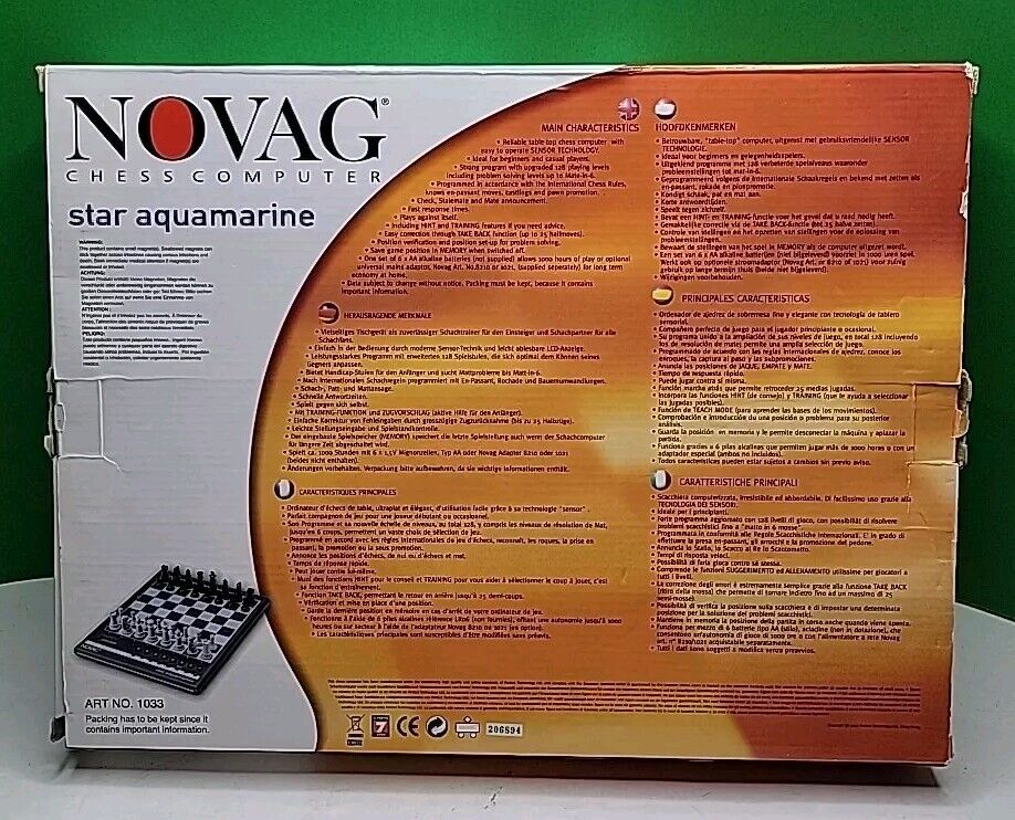 Novag Chess Computer Star Aquamarine, Model #1033 - Clean