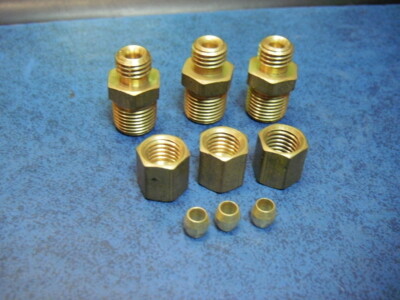NOV 10130301-006 Brass Hex Fitting 1/8'' NPT x 1/8'' OD Tube Includes Nut + Sleeve