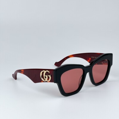 NEW Gucci GG1422S 005 Black Havana Rust Square Women Sunglasses GG 1422S Amazon.com: Gucci GG1422S Havana/Brown 55/19/145 women  main image 4