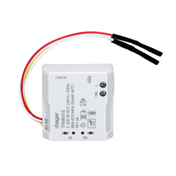 Hager TRM691E Funk Up Universal-Dimmer 1Fach/BinäReingang 2Fach 200W 2Draht-image