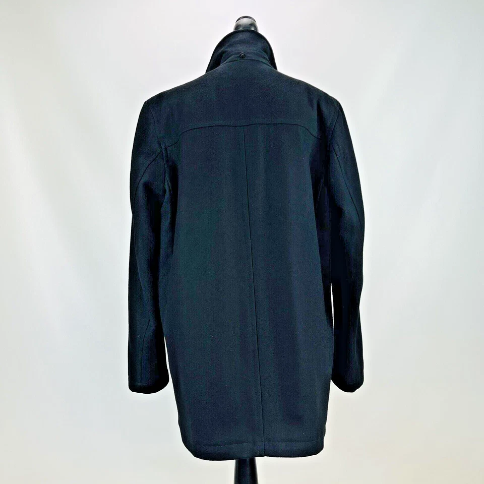 Tommy Hilfiger Men’s Black Wool Melton Topcoat Car Overcoat Peacoat Size M-READ - Image 4 of 4