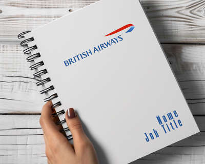 Personalisierter British Airways Flugzeug Spiral Notizblock Pilot Kabinenpersonal Luftfahrt A5