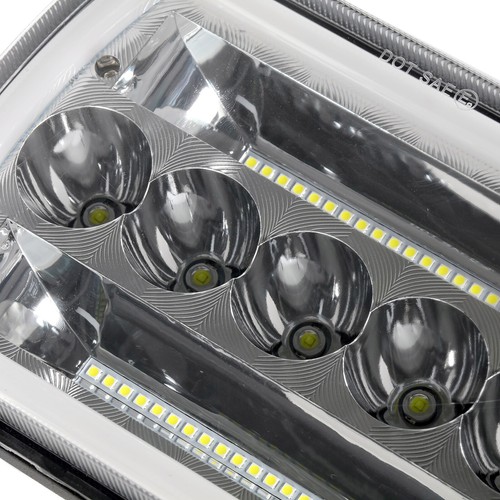 Par de faros LED DRL ojos de ángel cromados 7x6" para Mitsubishi Mighty-Max 1983-95 - Imagen 6 de 12