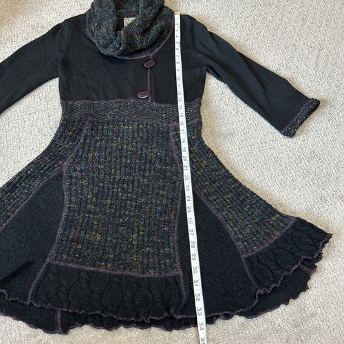 Anthropologie Curio Maglione Vestito Donna XS Nero Scollo Cappuccio Strega Gotico Boho - Foto 10 di 13