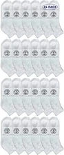 24 Units of Men's King Size Premium Cotton Sport Ankle Socks 13-16 Solid White
