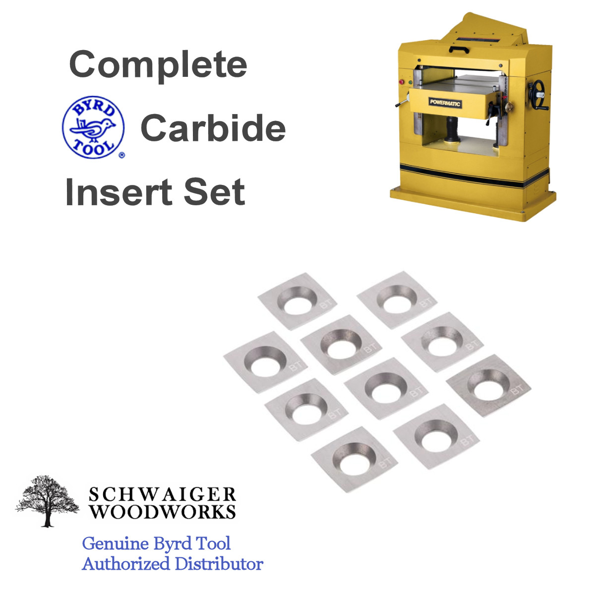 Genuine Byrd Shelix Cutterhead Carbide Insert Cutters for Powermatic201HH Planer