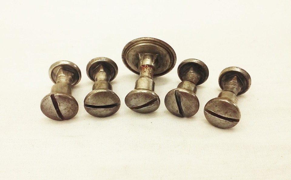 Vtg Warranted superior hand saw handle steel metal medallion w/ screws