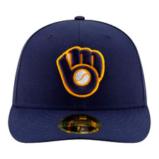 New Era Milwaukee Brewers 59FIFTY Low Profile Fitted Baseball Hat Navy 7 5/8