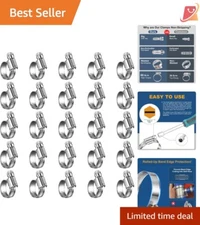 Durable 25-Pack Adjustable Hose Clamps 1/2-3/4 Inch for Fuel and Plumbing Needs