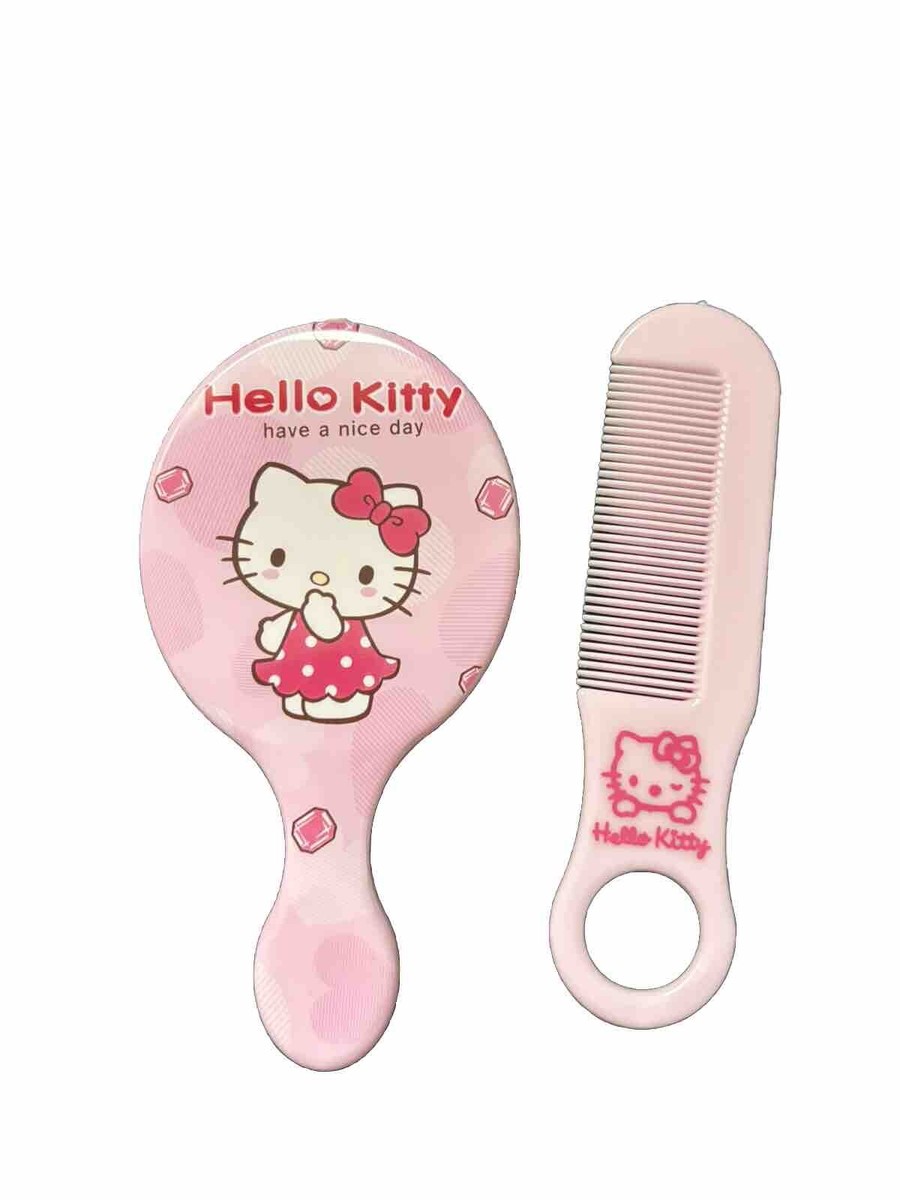 Hello Kitty Mirror Hair Brush Comb Set Cute Pink Cat Compact  display picture 3