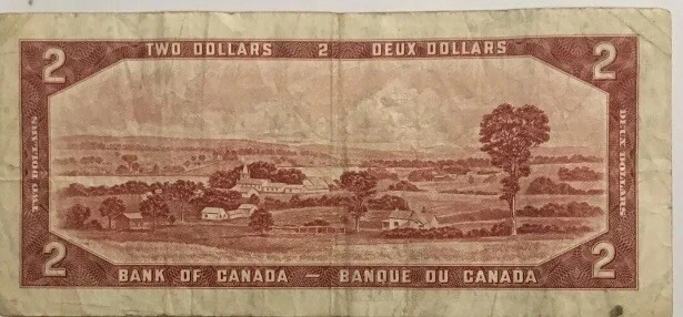 1954 CANADA 2 DOLLAR BILL QUEEN ELIZABETH II REPLACEMENT NOTE VINTAGE ￼ - Image 2 of 4