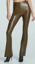NEW Commando Perfect Control Faux Leather Flare Leggings SLG20 - Green - Medium