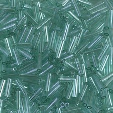 Miyuki Bugle Beads Size 2, 6mm, 17GM Transparent Seafoam Luster