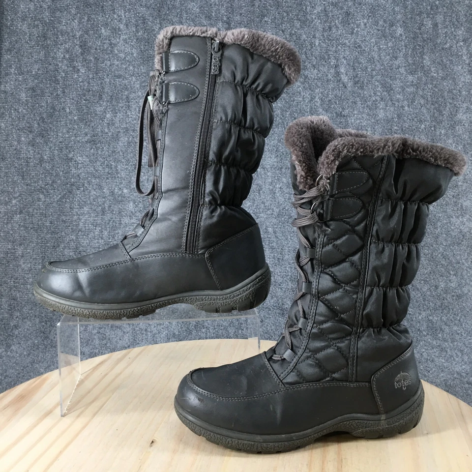 Totes Botas Mujer 8 M Tracey III Puff Cordones Piel de Oveja Invierno Botas de Nieve Gris Foto 2 de 4