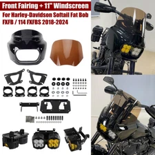 Club Style Front Headlight Fairing w/Bracket For Baja Dual Light Softail Fat Bob