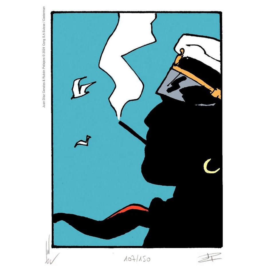 BRÜSEL Ex-libris Corto Maltese La Ligne de vie signé par Pellejero (21x29,7cm)