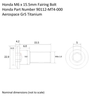 Boulons En Titane RaceTi Pour Carénage Honda CBR900RR Fireblade - 15.5mm - Neufs