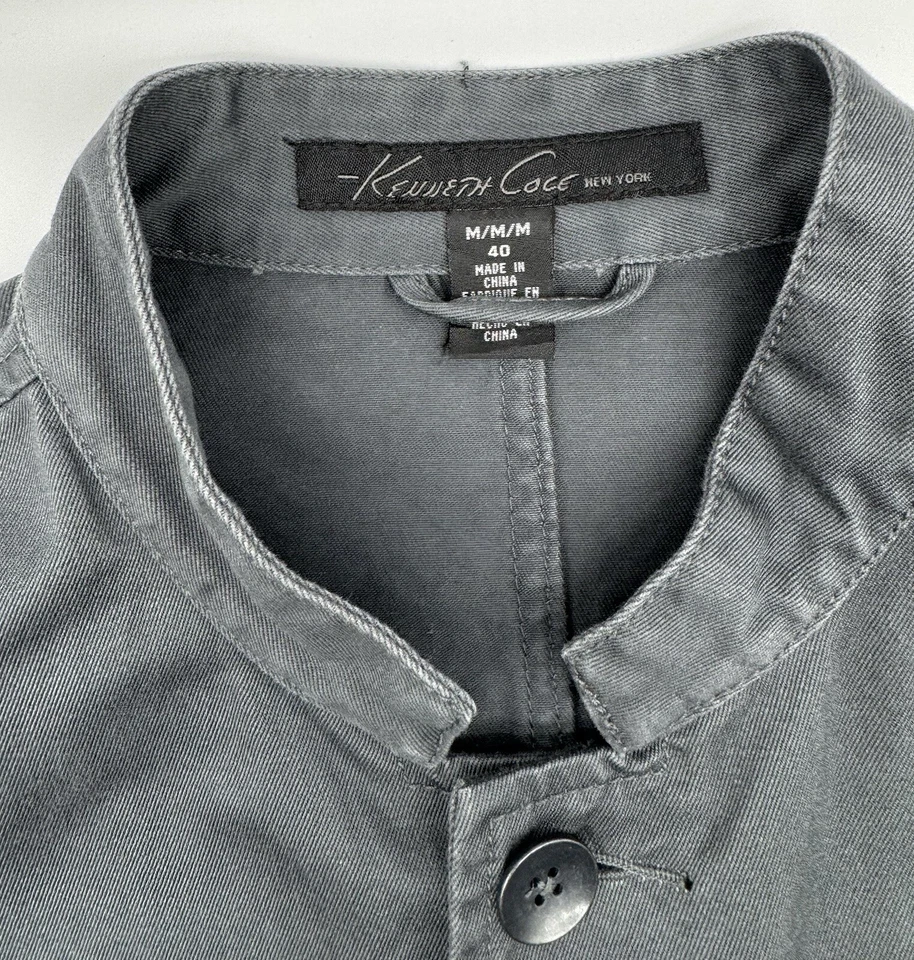 Chaqueta Kenneth Cole Militar Cuello Banda Gris, Excelente Estado, Hombre Md Foto 4 de 4