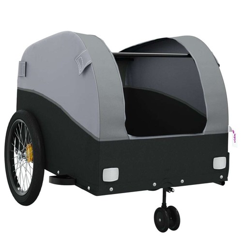 Fahrradanhänger Lastenanhänger Transportanhänger Schwarz Grau 45kg Eisen vidaXL - Bild 5 von 12