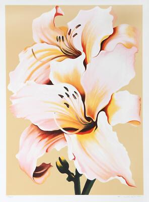 Lowell Blair Nesbitt Peach Lily auf Beige, Siebdruck, Signiert & Nummeriert