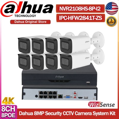 Dahua 4K 8ch 8POE CCTV System Kit 8MP IPC-HFW2841T-ZS WizSense IP Camera MIC Lot