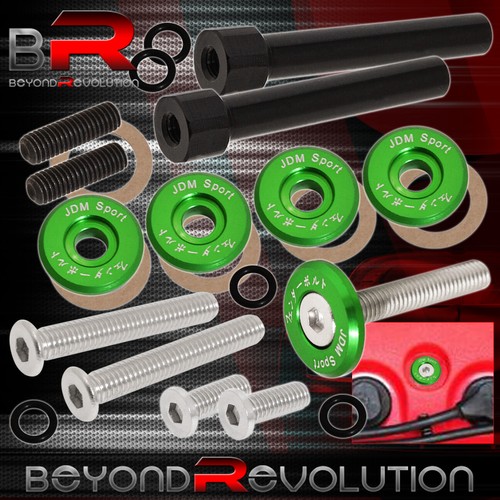 For Honda D-Series JDM Header Cam Cap M8 Drivet Fender Valve Washers Kit Green - Picture 4 of 5