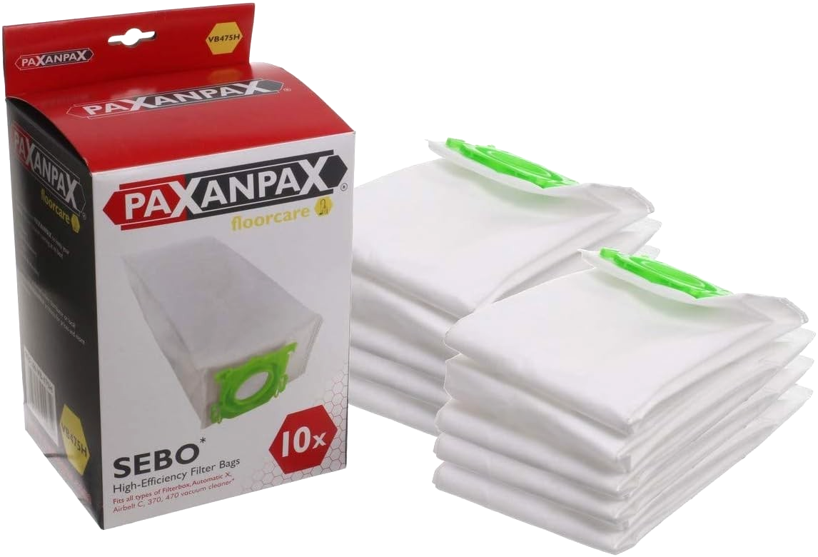 10 High Efficiency Dust Bags for SEBO X4, X4 Extra, X5 Extra Vacuum GLM34120