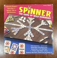 Spinner: Game of Wild Dominoes Double 9 Set Plus 11 Wild Spinner Tiles 66 Total