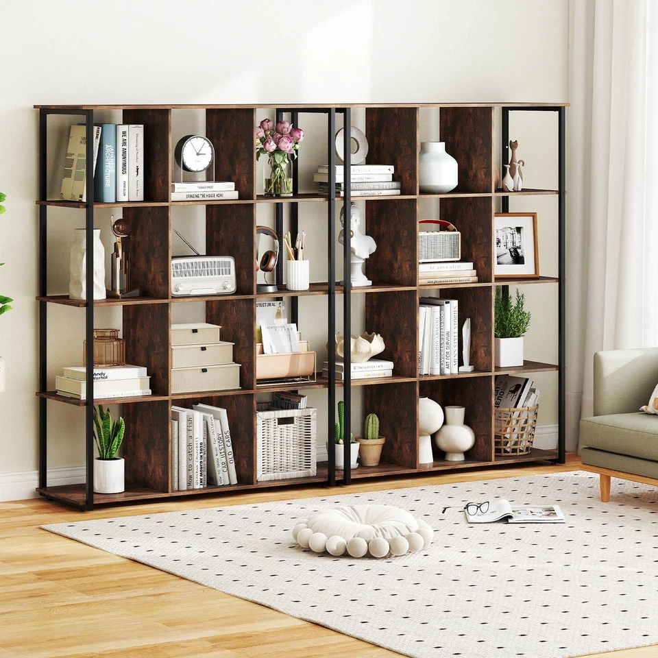 12-Cube Bookcase Tall Freestanding Bookshelf Industrial Open Shelf Display Rack - image 2 of 4