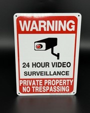 2 Pcs 10x7" Reflective Warning Sign 24 Hour Video Surveillance No Trespassing