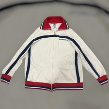 Vintage Air Jordan full-zip warm-up jacket men s sz Large beige/navy track