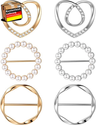 Set mit 6 T-Shirt Clips Schal Ringe Damen Metall Wickelhalter Gürtelschnallen