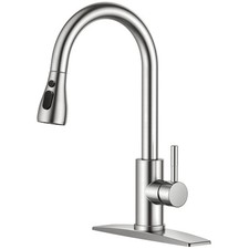 Brushed Nickel Kitchen Faucet with Pull Down Sprayer
