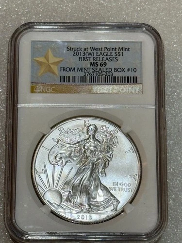 2013 (W) SILVER EAGLE  NGC MS 69 FIRST RELEASES ~ MINTED @ WEST POINT MINT (203)
