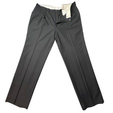 Vintage Dress Pants Mens 40x33 Black Double Pleated Straight Formal Trousers