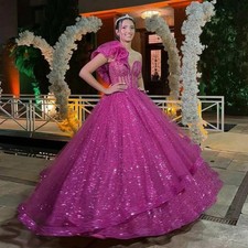 Customized One Shoulder Quinceanera Dress Sequin Vestidos De 15 Anos Corset Ball